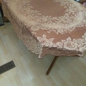 Floral Lace Tablecloth in Rose-Beige